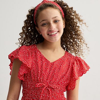 Girls 7-16 Speechless Ruffle Sleeve Dot Dress