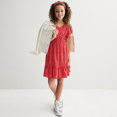 Girls 7-16 Speechless Ruffle Sleeve Dot Dress
