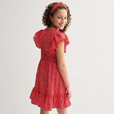 Girls 7-16 Speechless Ruffle Sleeve Dot Dress