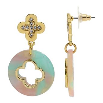 Emberly Gold Tone Clover Cutout Pave Earrings