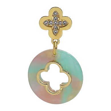 Emberly Gold Tone Clover Cutout Pave Earrings