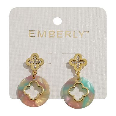 Emberly Gold Tone Clover Cutout Pave Earrings