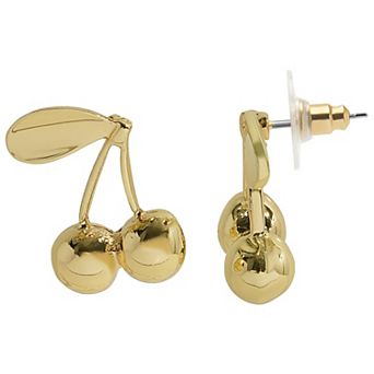 Emberly Gold Tone Cherry Post Earrings