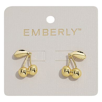 Emberly Gold Tone Cherry Post Earrings