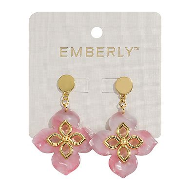 Emberly Gold Tone Clover Drop Earrings