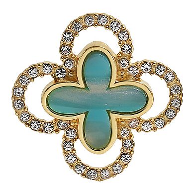 Emberly Gold Tone Green Clover Post Earrings