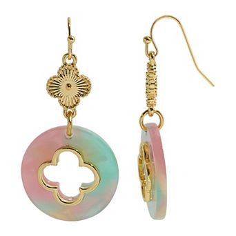 Emberly Gold Tone Multi Clover Drop Hook Earrings