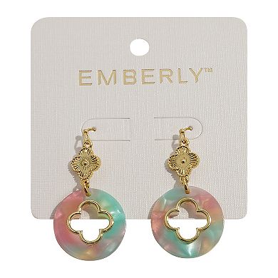 Emberly Gold Tone Multi Clover Drop Hook Earrings