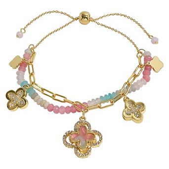 Emberly Gold Tone Clover Pull Tie Bracelet