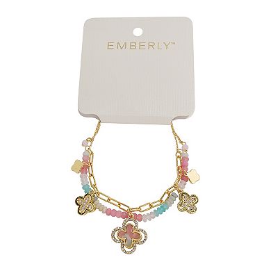 Emberly Gold Tone Clover Pull Tie Bracelet