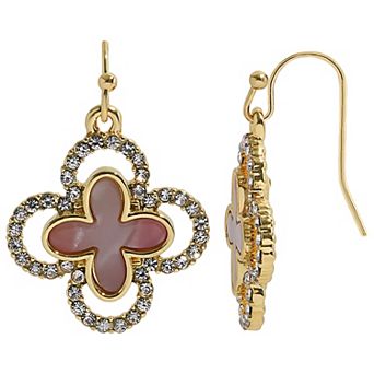 Emberly Gold Tone Pave Clover Hook Earrings