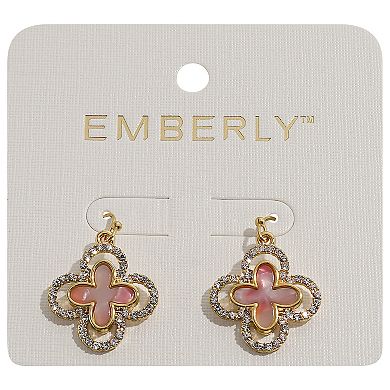 Emberly Gold Tone Pave Clover Hook Earrings