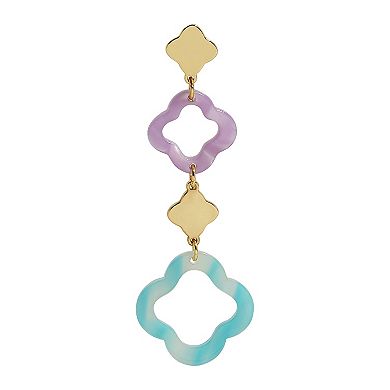 Emberly Gold Tone Clover Drop Earrings