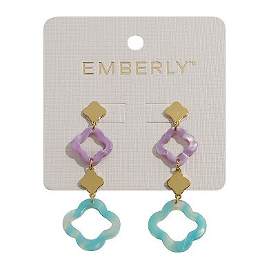 Emberly Gold Tone Clover Drop Earrings