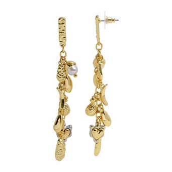 Emberly Gold Tone Linear Multi Charm Earrings