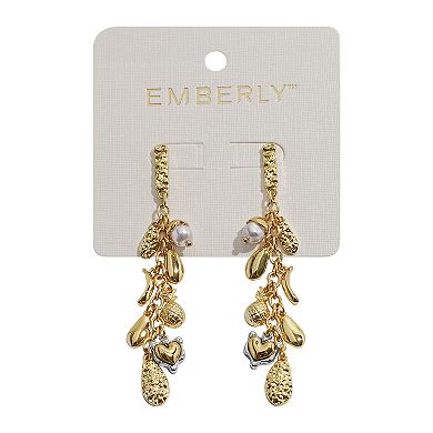 Emberly Gold Tone Linear Multi Charm Earrings
