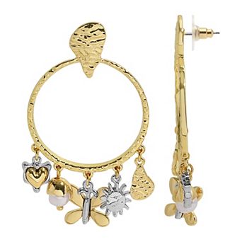 Emberly Gold Tone Simulated Pearl Multi Charm Earrings