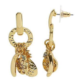 Emberly Gold Tone Fruit Charm Drop Earrings