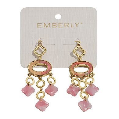 Emberly Gold Tone Clover Drop Hook Earrings