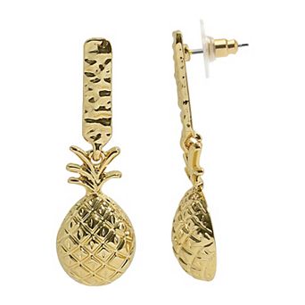 Emberly Gold Tone Pineapple Stick Earrings