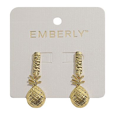 Emberly Gold Tone Pineapple Stick Earrings