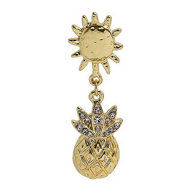 Emberly Gold Tone Sun Drop Pineapple Earrings