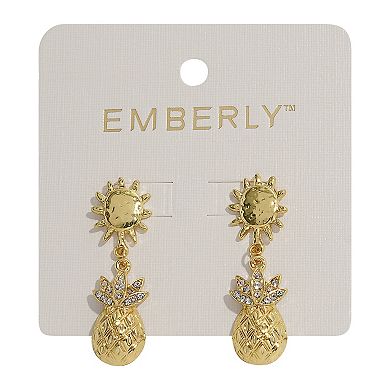 Emberly Gold Tone Sun Drop Pineapple Earrings