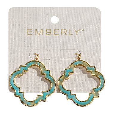 Emberly Gold Tone Clover Cutout Hook Earrings