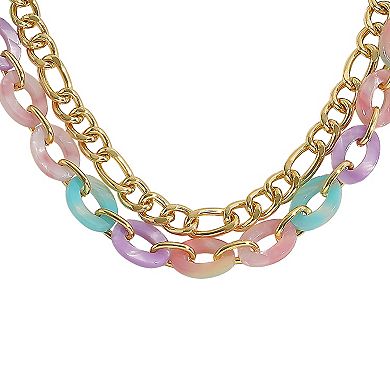 Emberly Gold Tone 2 Row Link Chain Necklace