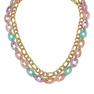 Emberly Gold Tone 2 Row Link Chain Necklace