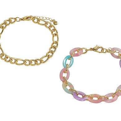 Emberly Gold Tone 2-Piece Link Bracelet Set