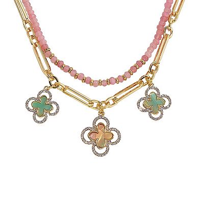 Emberly Gold Tone Clover Necklace