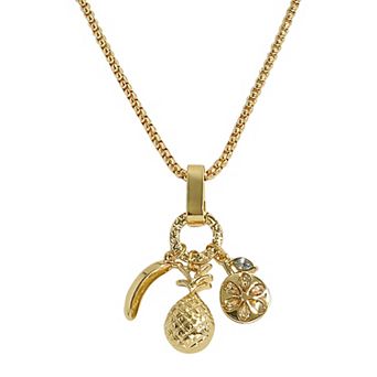 Emberly Gold Tone Fruit Charm Pendant Necklace