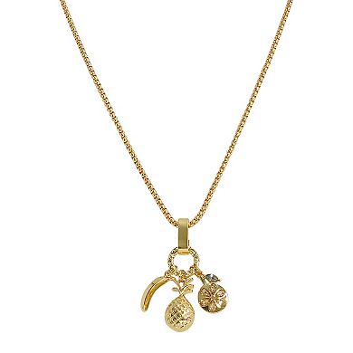 Emberly Gold Tone Fruit Charm Pendant Necklace
