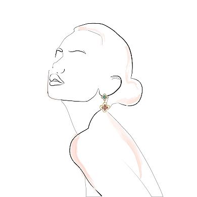 Emberly Gold Tone Clover Pave Drop Earrings