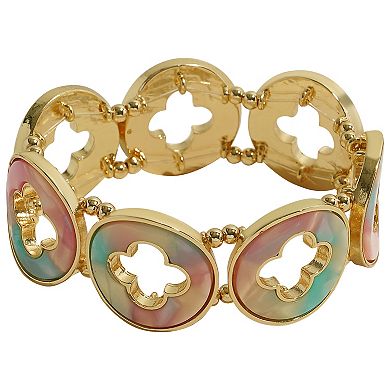 Emberly Gold Tone Coin Cutout Stretch Bracelet