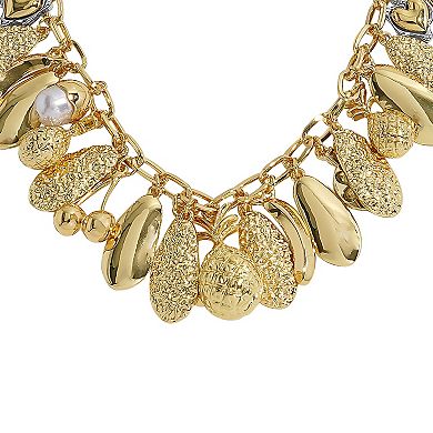 Emberly Gold Tone 2 Row Multi Fruit Simulated Pearl Necklace