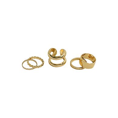 Emberly Gold Tone 5-Piece Twist Split Ring Set