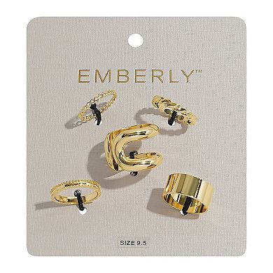 Emberly Gold Tone 5-Piece Twist Split Ring Set