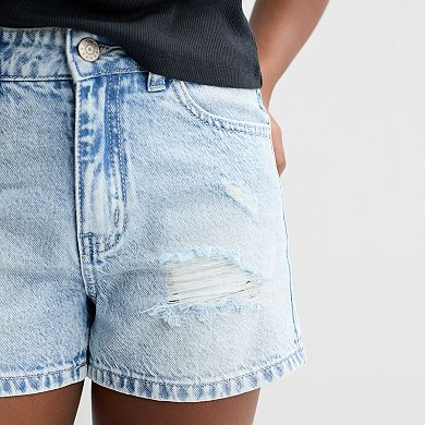 Girls 7-16 Gogo Star High-Rise Destructed Denim Shorts