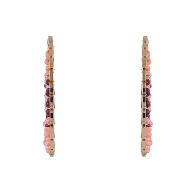 Emberly Gold Tone Gypsy Hoop Earrings with Seedbeads