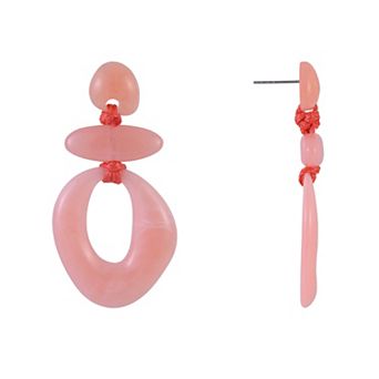 Emberly Pink Resin Beaded Drop Earrings