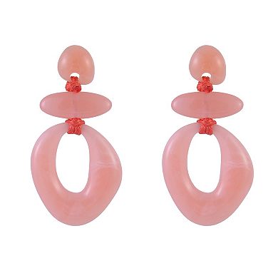 Emberly Pink Resin Beaded Drop Earrings