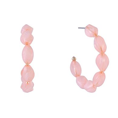 Emberly Gold Tone Beaded Hoop Earrings