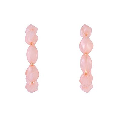 Emberly Gold Tone Beaded Hoop Earrings