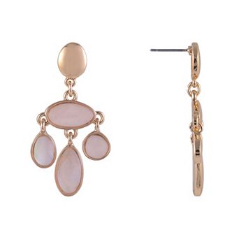 Emberly Gold Tone Cabochon Chandelier Earrings