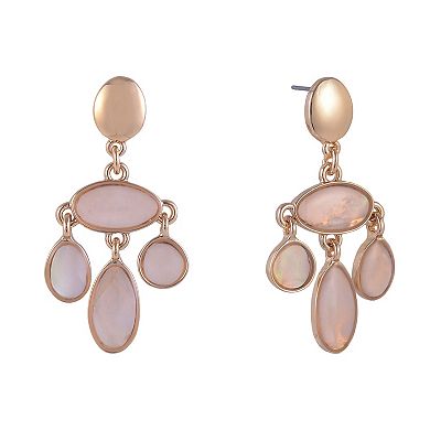 Emberly Gold Tone Cabochon Chandelier Earrings