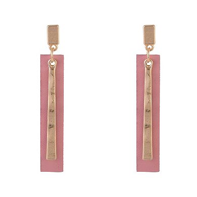 Emberly Gold Tone Faux Leather Linear Dangle Earrings