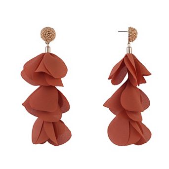 Emberly Petal Linear Earrings with Beaded Post Top