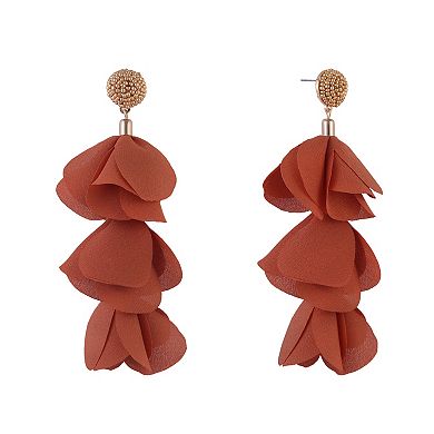 Emberly Petal Linear Earrings with Beaded Post Top